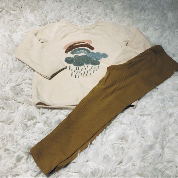 EUC H&M Terry Rainbow Pullover & Leggings - Picture 3 of 6